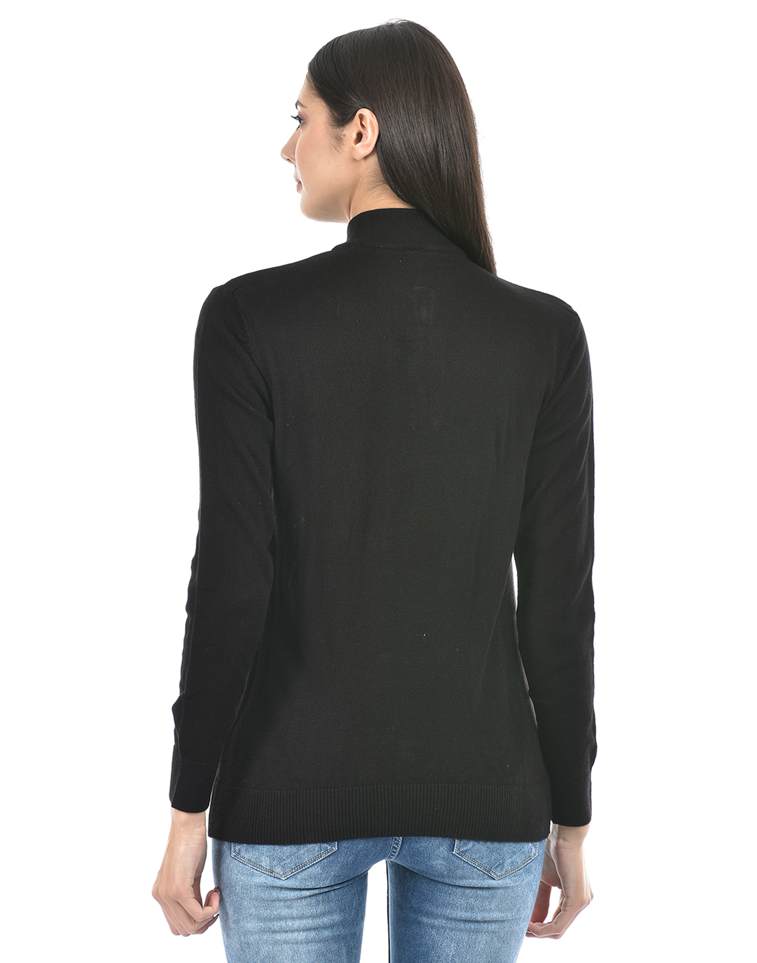 Numero Uno Women Solid Black Sweater